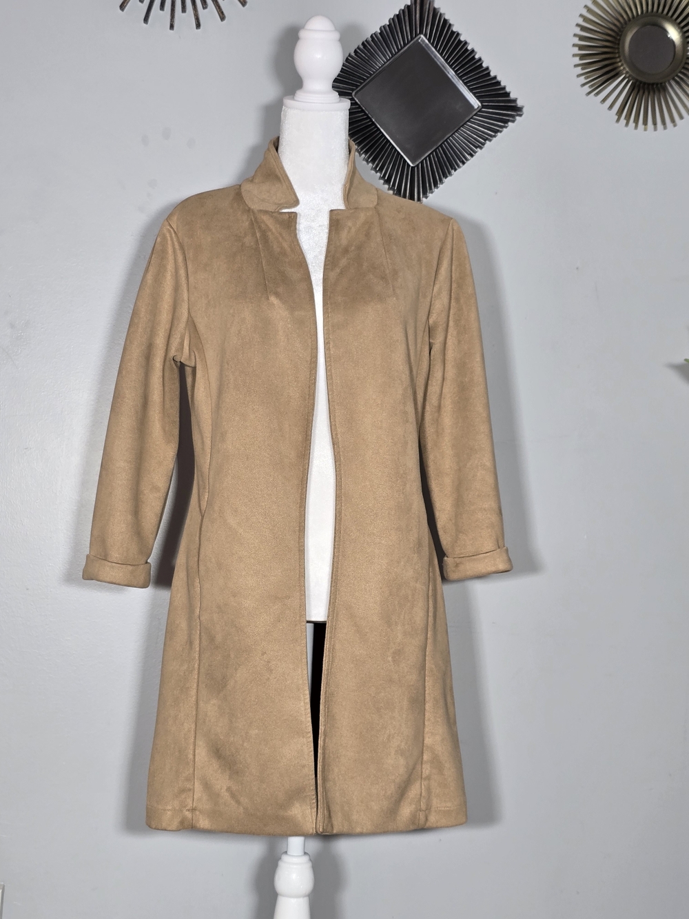 Windsor Camel Open-Front Trench Coat